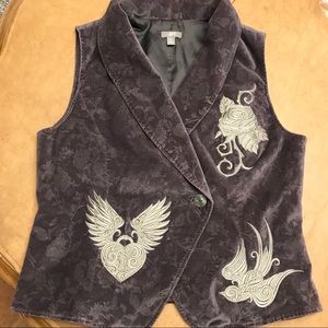 JJill Brushd Cotton Vest punk embroidery